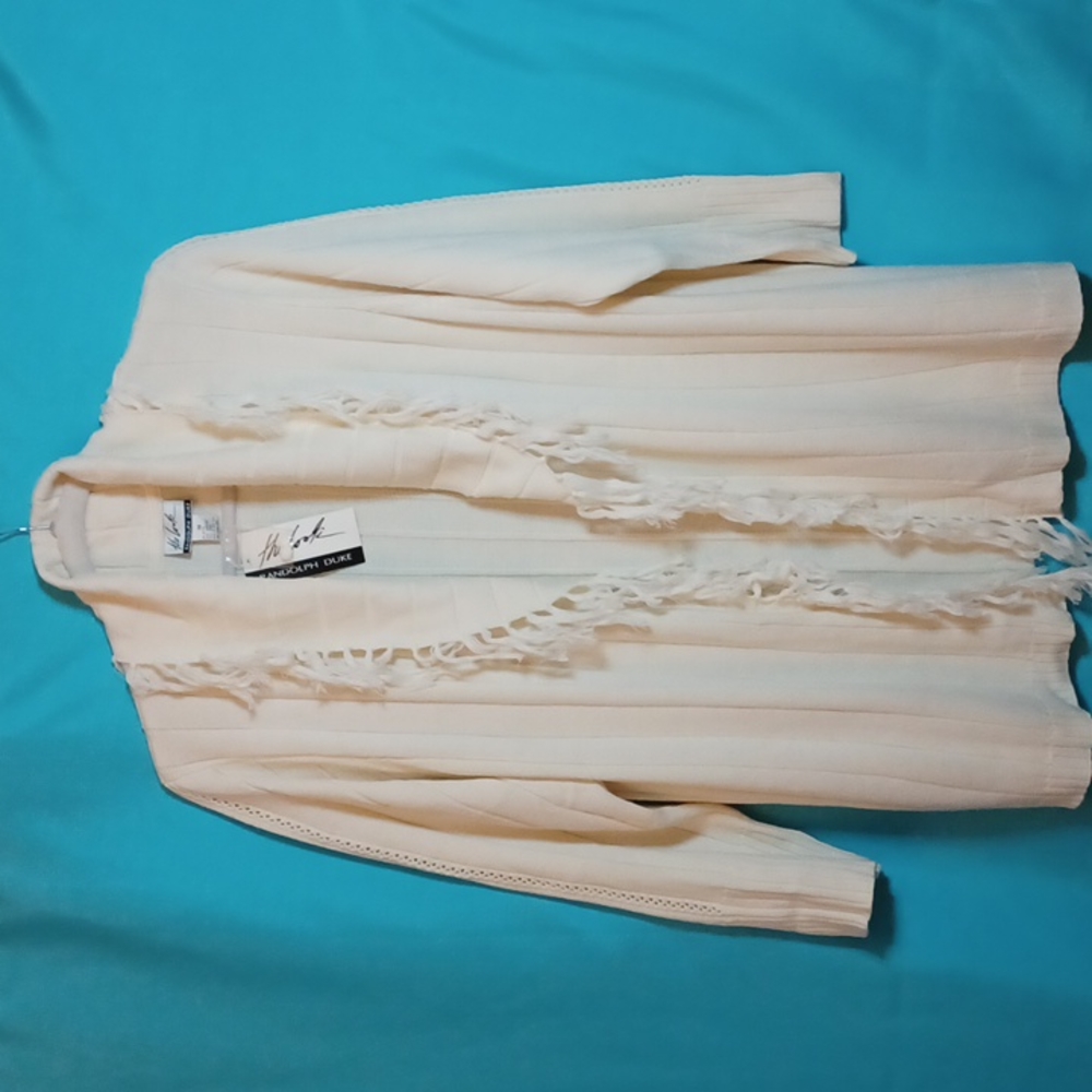 Randolph Duke The Look. Cream Open Front Cardigan. 3X